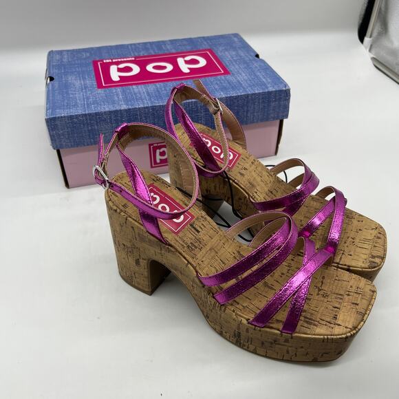 Pop Womens Admission Heeled Sandals Pink Fuschia Size 8M - Picture 4 of 16